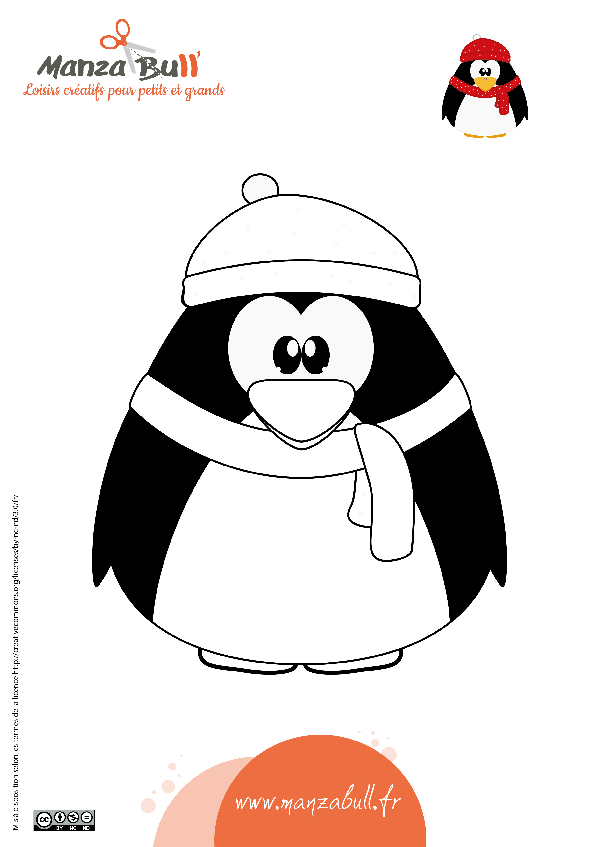 Coloriage De Noël Pingouin Manzabull