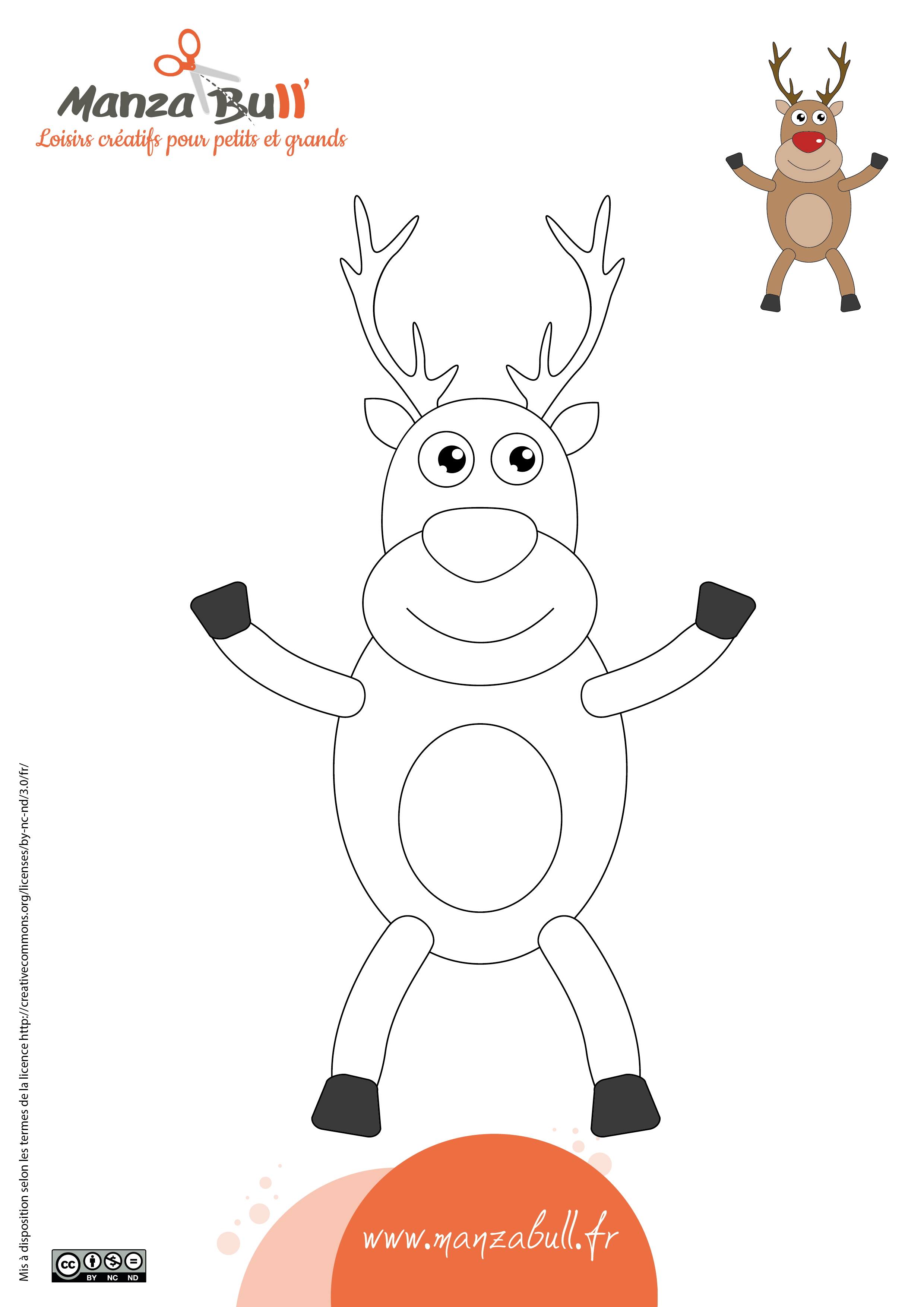 Coloriage Renne De Noel A Imprimer Coloriage de renne Noël à imprimer - ManzaBull'