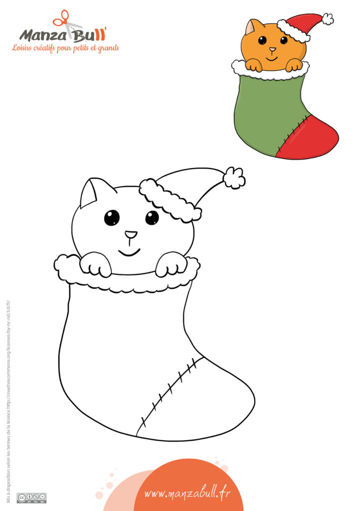 coloriage de Noel chat