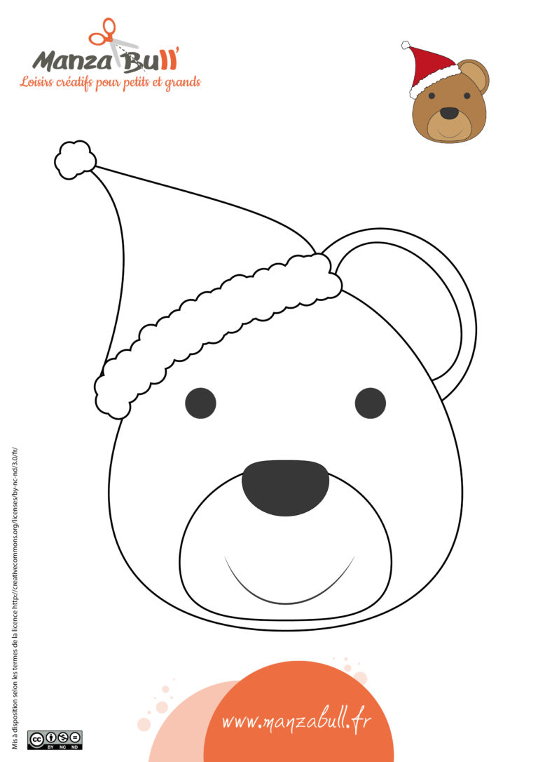 Coloriage ours de Noël à imprimer ManzaBull'