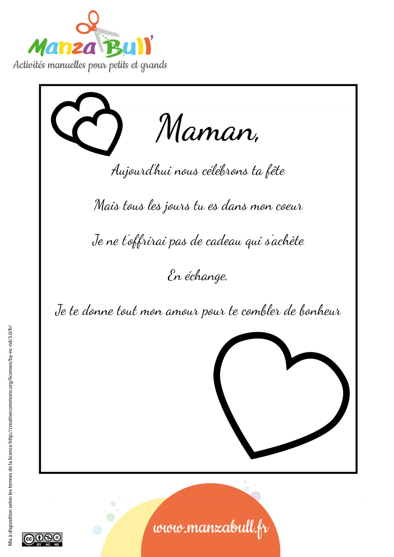 Chanson Pour La Fete Des Mamans Poème fête des mères à imprimer - ManzaBull'