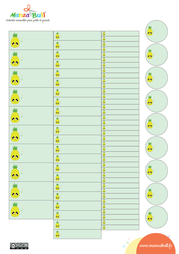 Étiquettes pour la rentrée à imprimer gratuites ananas
