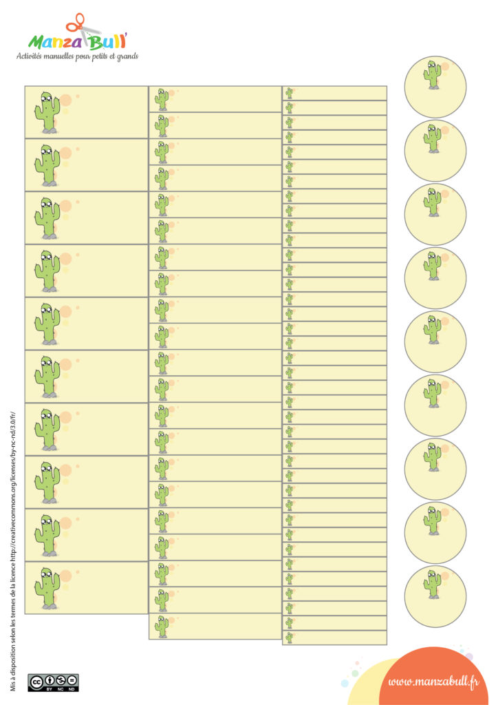 Étiquettes pour la rentrée à imprimer gratuites cactus