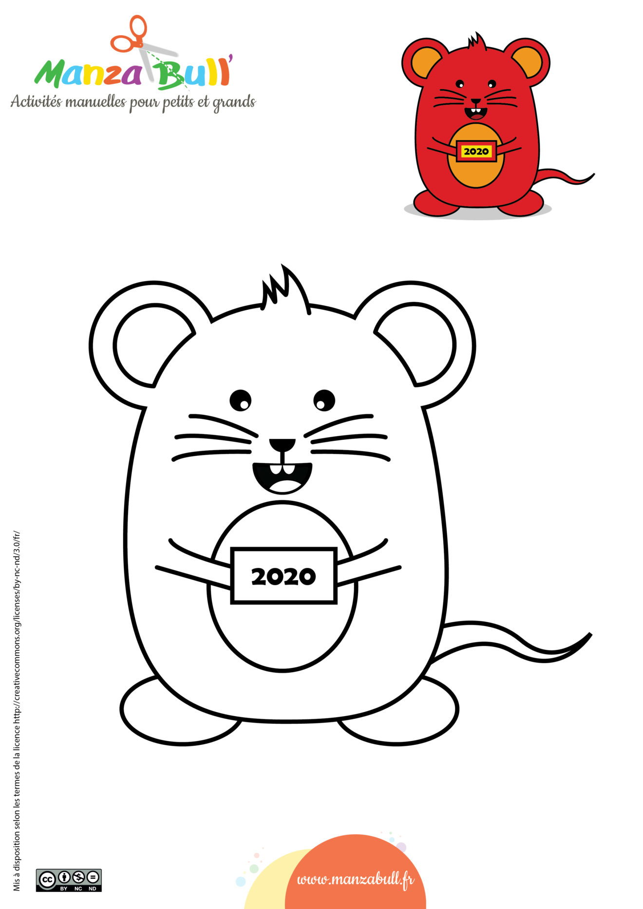 Coloriage Nouvel an chinois  Le rat  A imprimer gratuitement  ManzaBull'