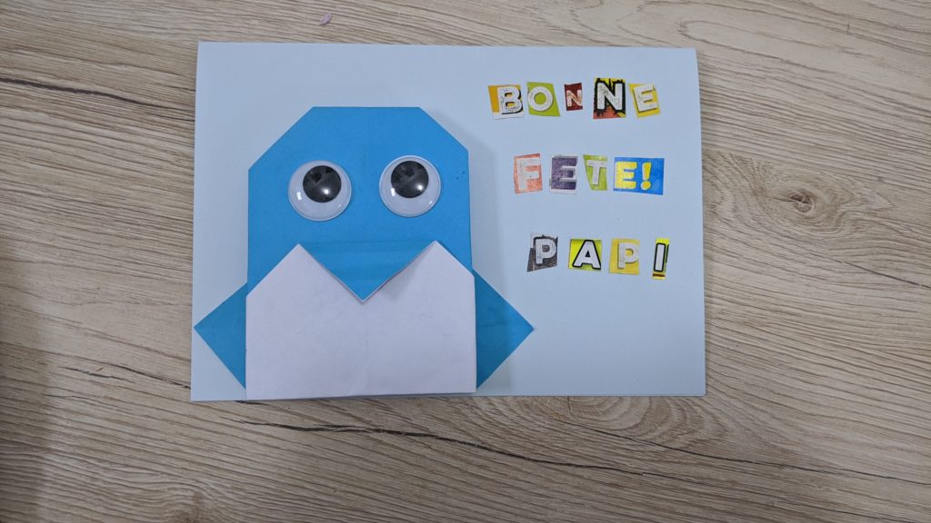 Carte fête des grands pères origami  : fin 