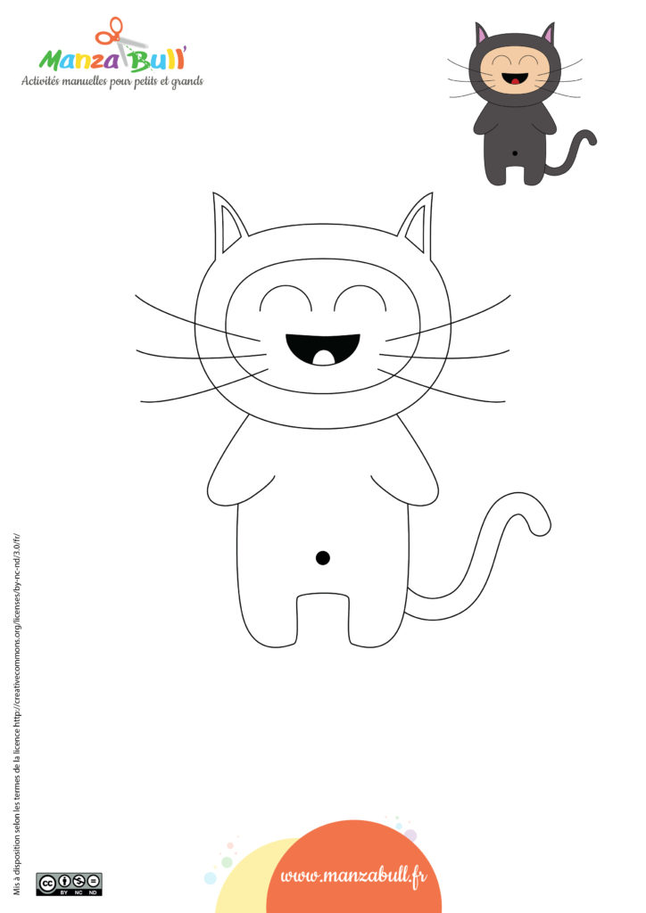 Coloriages d'halloween : le chat noir