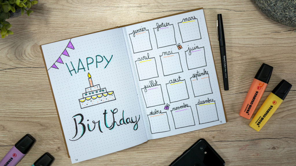 Bullet journal , anniversaires