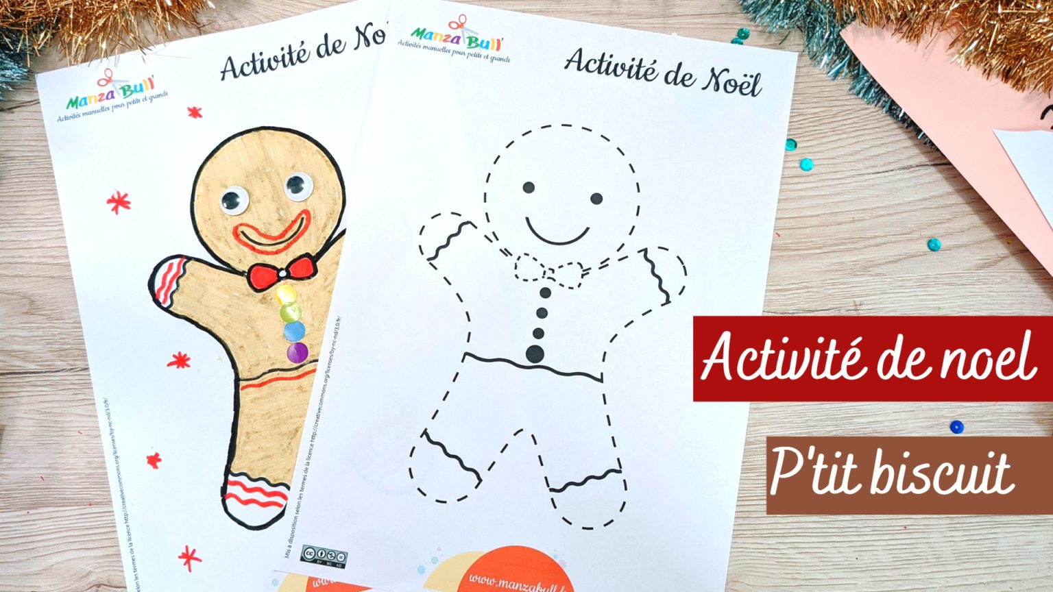 Activité de Noël tracé et coloriage petit biscuit ManzaBull