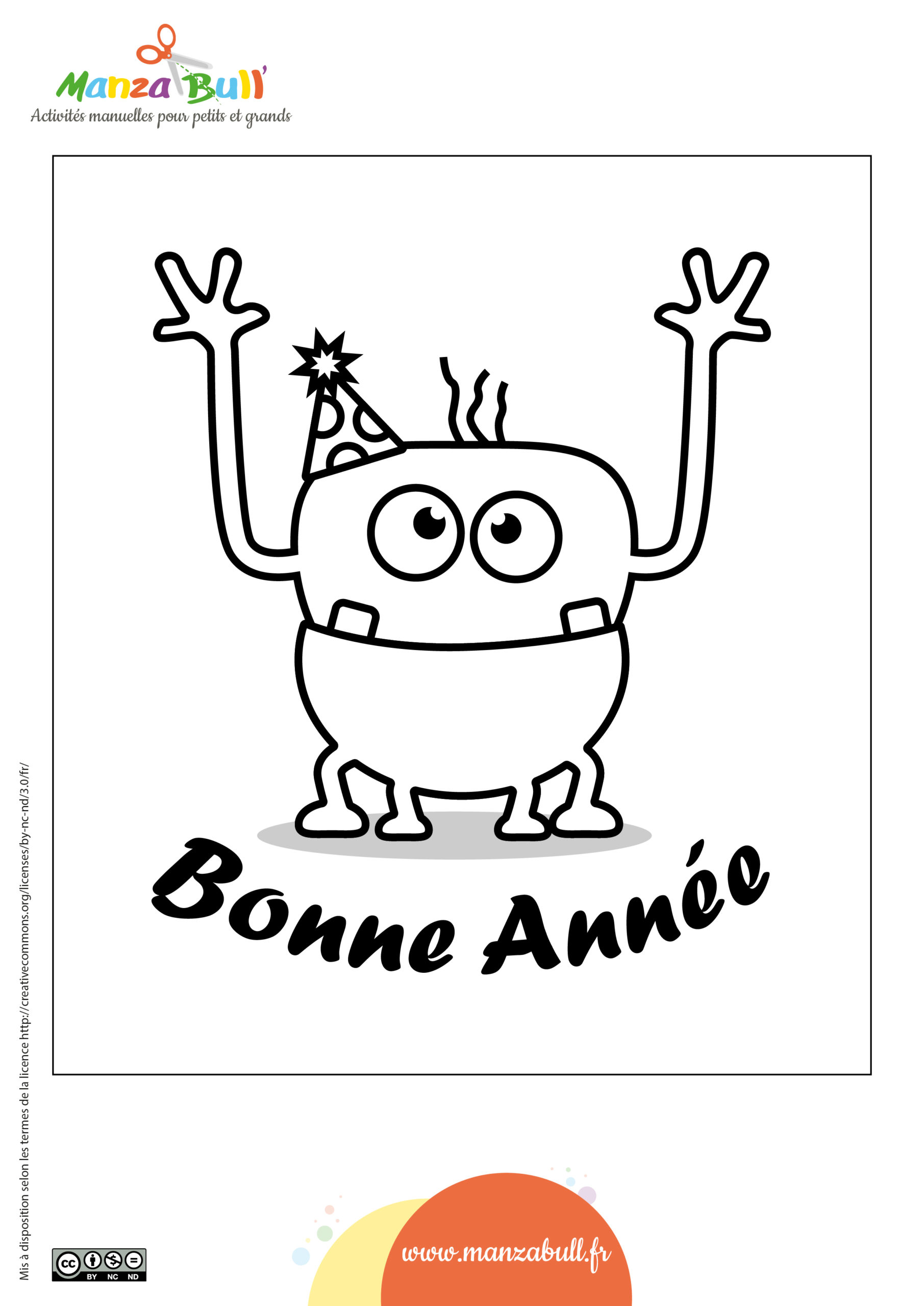 Cartes coloriages Bonne Année - ManzaBull'
