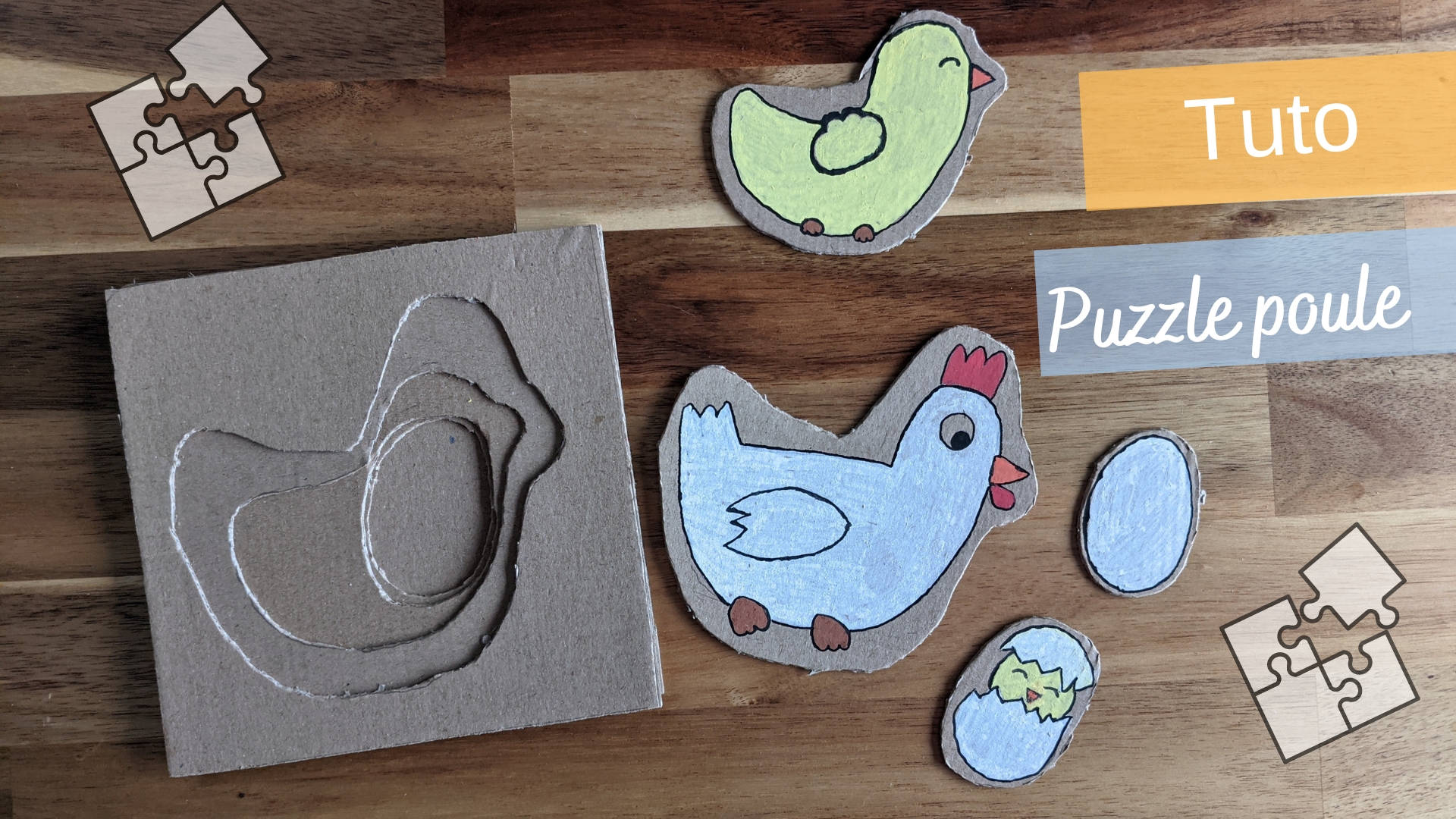 Page De Garde Cahier D activités Puzzle Activité manuelle : puzzle poule en carton - ManzaBull'