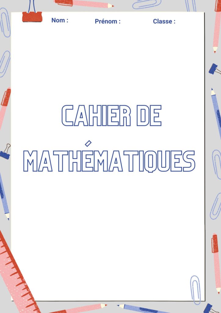 page de garde cahier de mathématiques