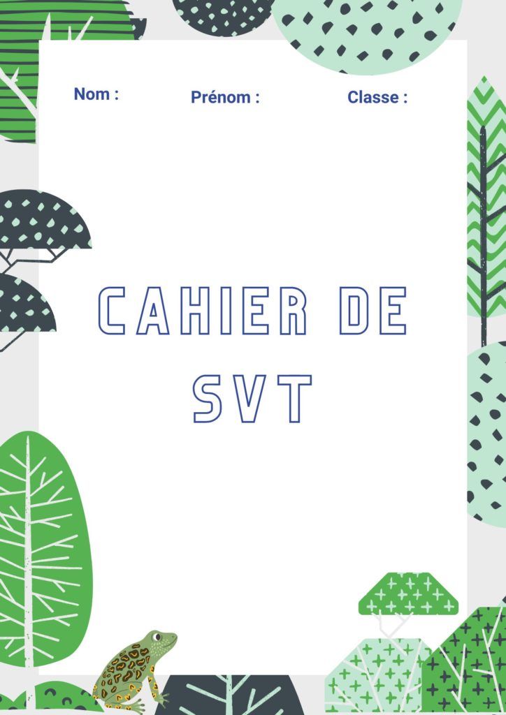 page de garde cahier de SVT