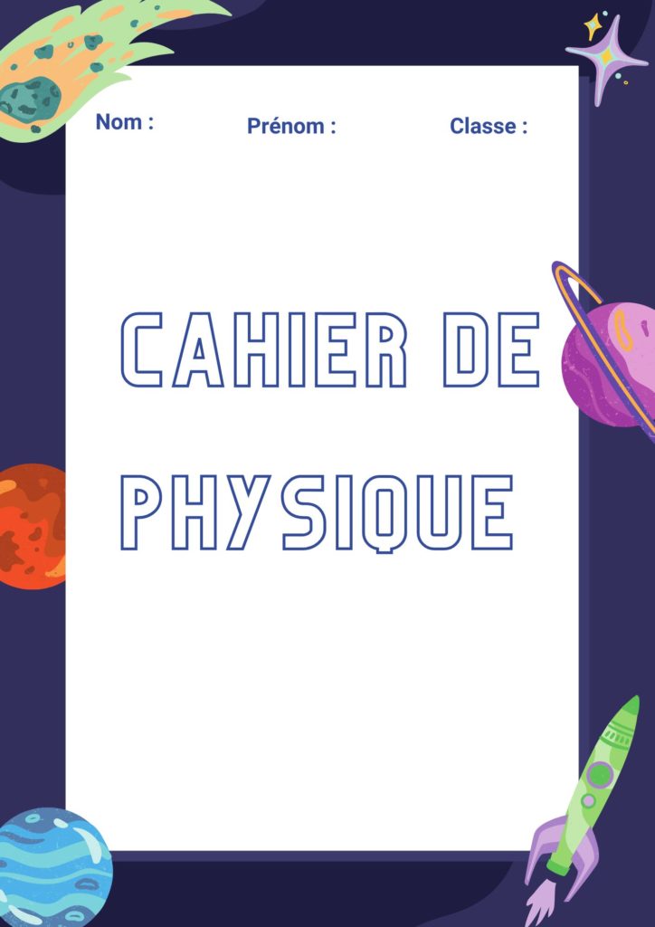 page de garde cahier de physique