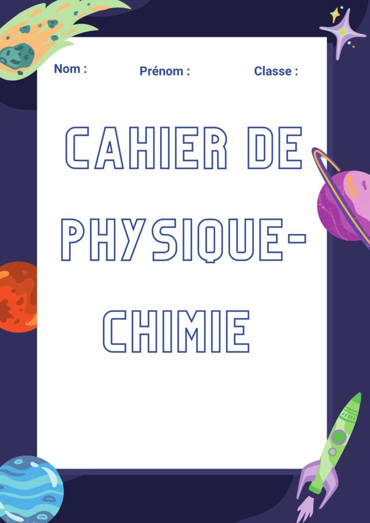 page de garde cahier de physique chimie