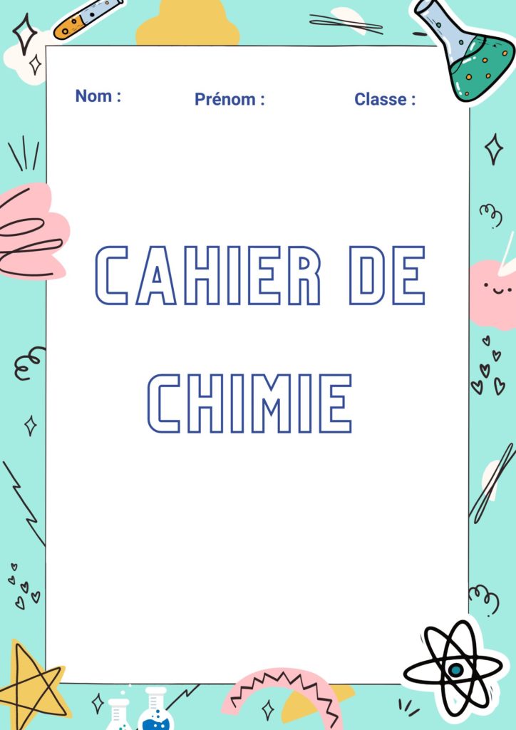 page de garde cahier de chimie