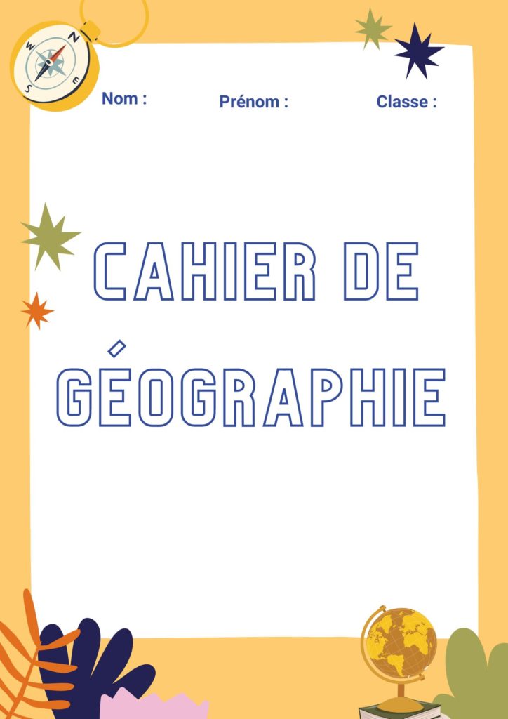 page de garde cahier de gégraphie