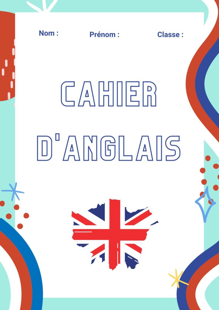 page de garde cahier d'anglais