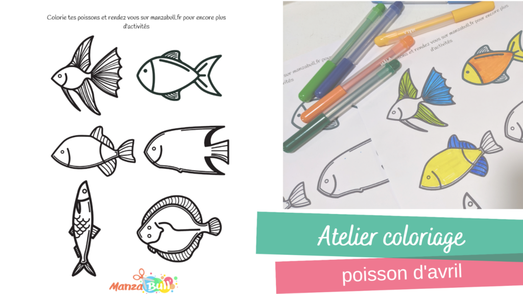 Coloriage poisson d'avril à découper - ManzaBull'