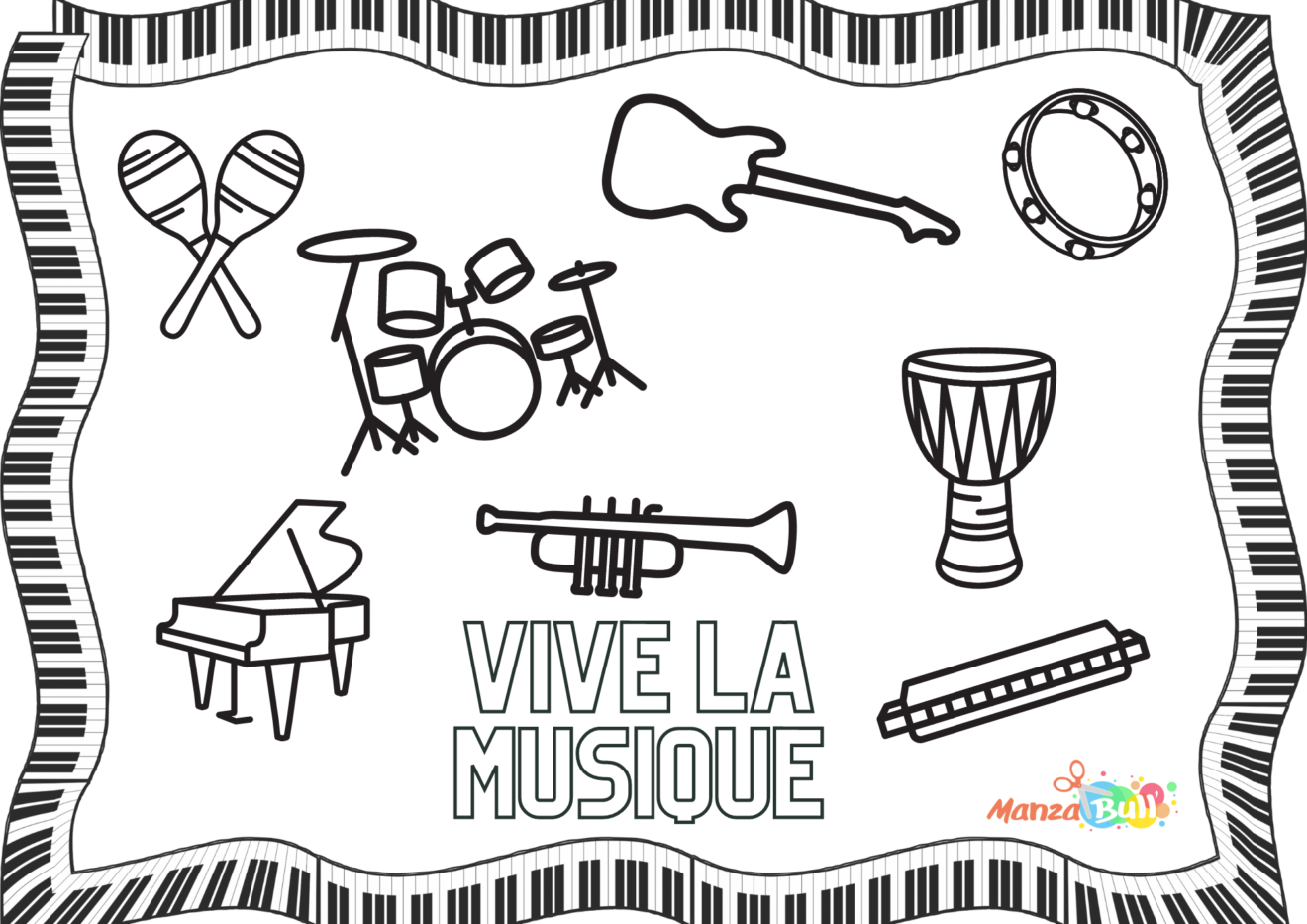 Coloriage Page De Garde Musique Coloriage fête de la musique à imprimer - ManzaBull'