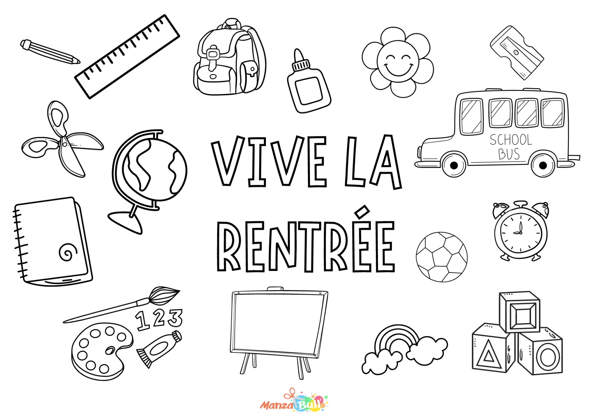 Coloriage Rentrée Maternelle Ms Gs Page De Garde Coloriages pour la rentrée scolaire à imprimer - ManzaBull'
